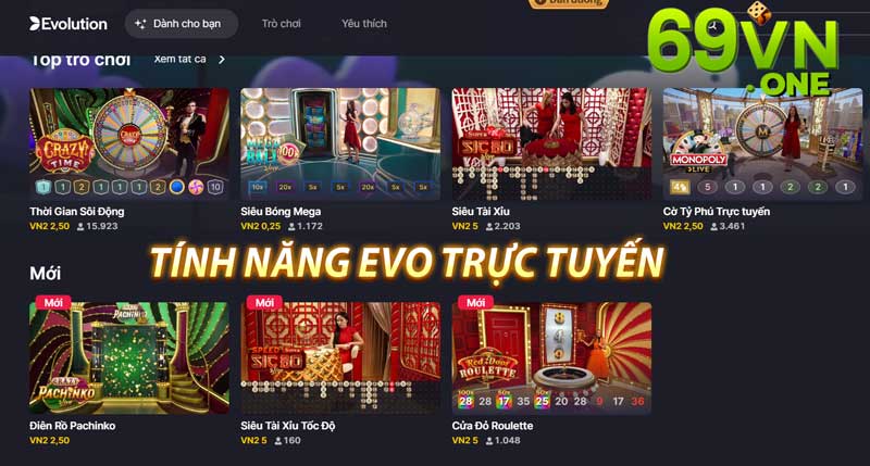 tính năng EVO trực tuyến